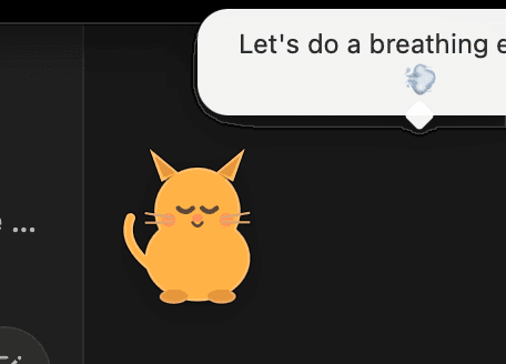 Pet in breathing guide mode, expanding and contracting along with a box-breathing cycle