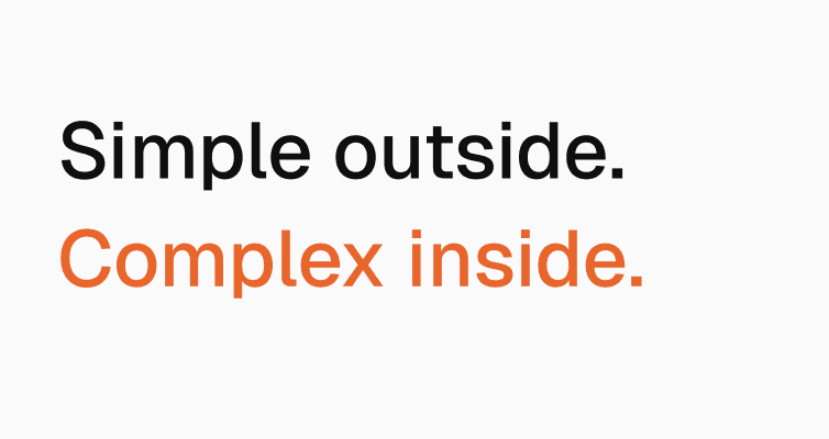 Simple outside. Complex inside. — spread from the final brand identity guidelines