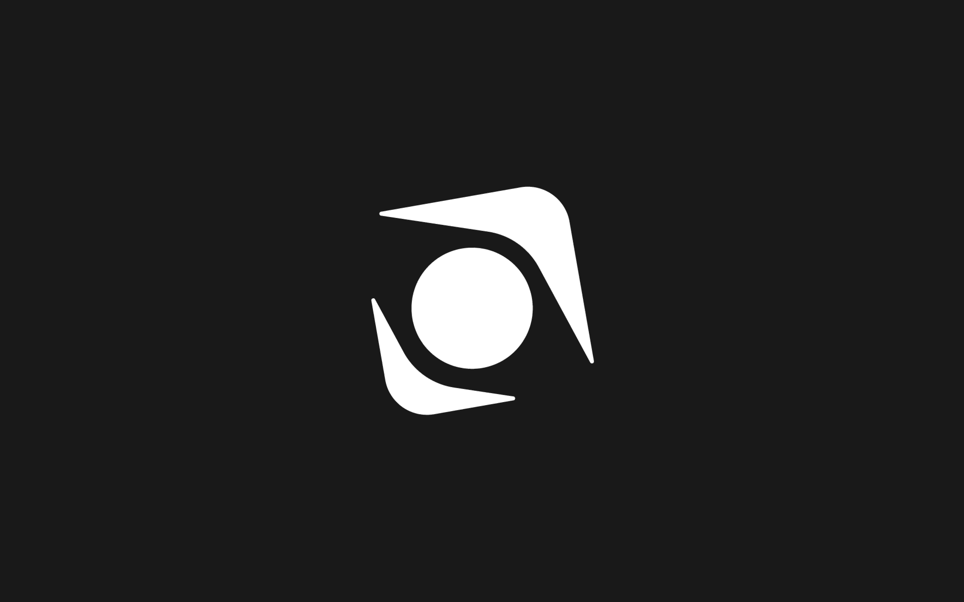 Concept annotation for the 'two huts revolving' mark — showing how two house silhouettes combine to orbit a center circle