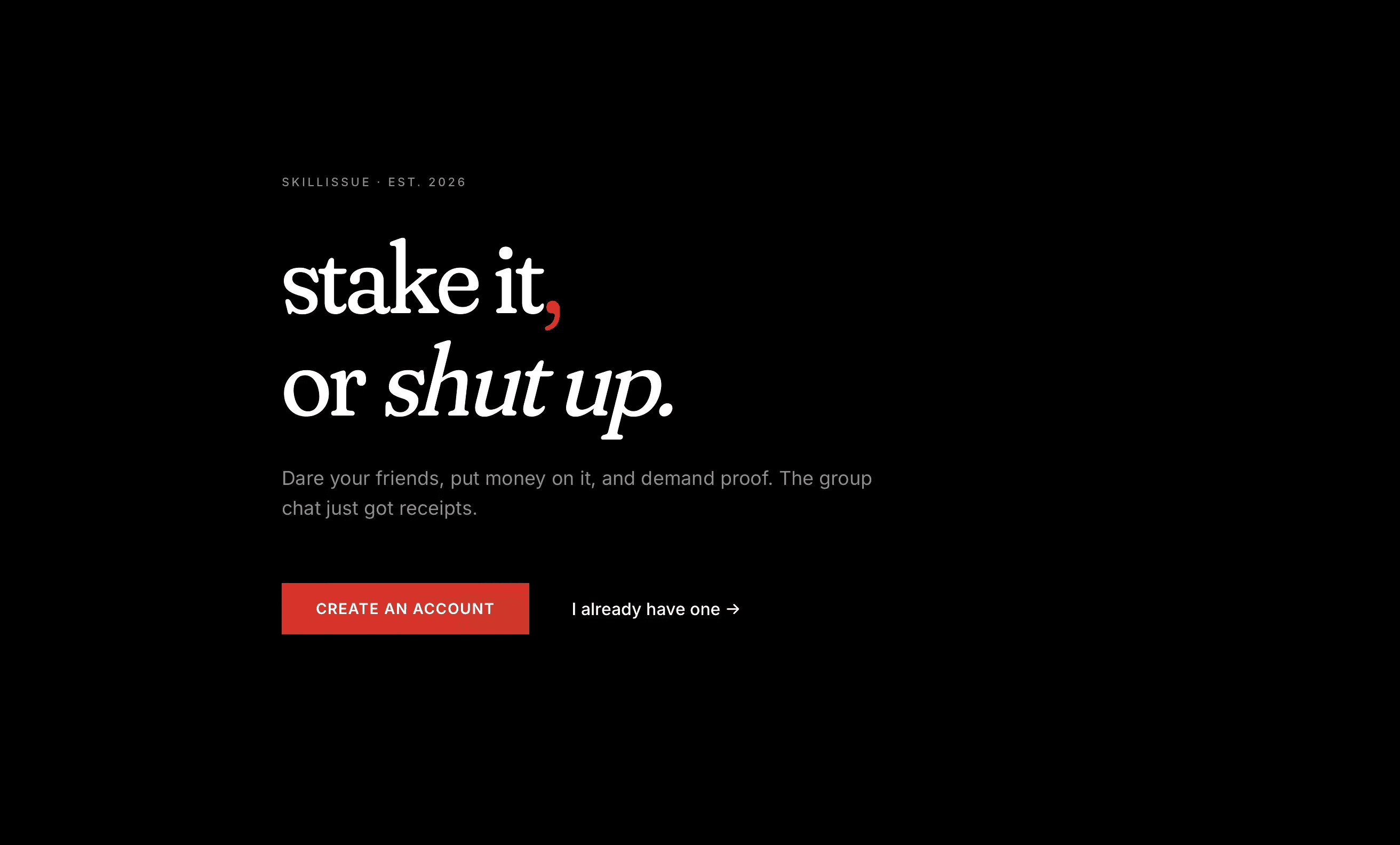 SkillIssue brand identity — SKILLISSUE wordmark with tagline in context